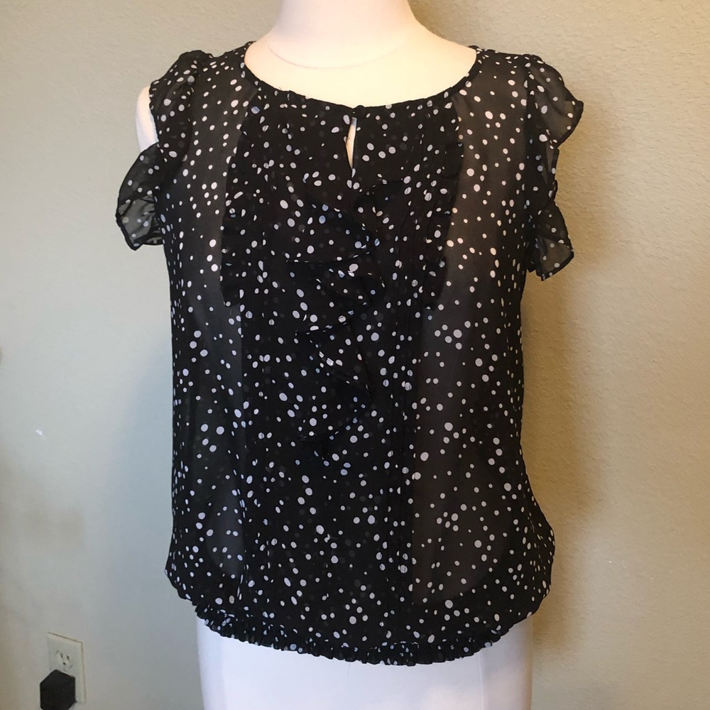 Black w/White Polka Dot Express Sleeveless Blouse
